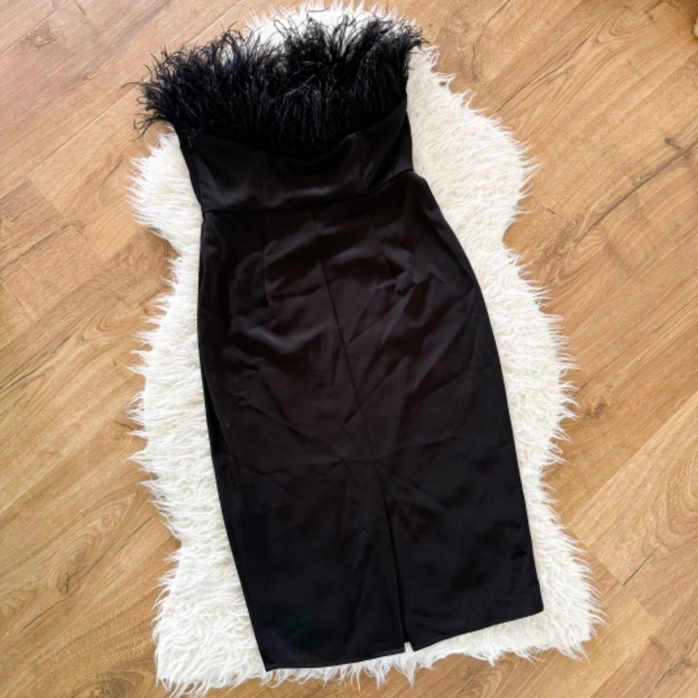 Revolve LPA Black Feather Sweetheart Neckline Aurora Dress | Size S - Picture 5 of 12